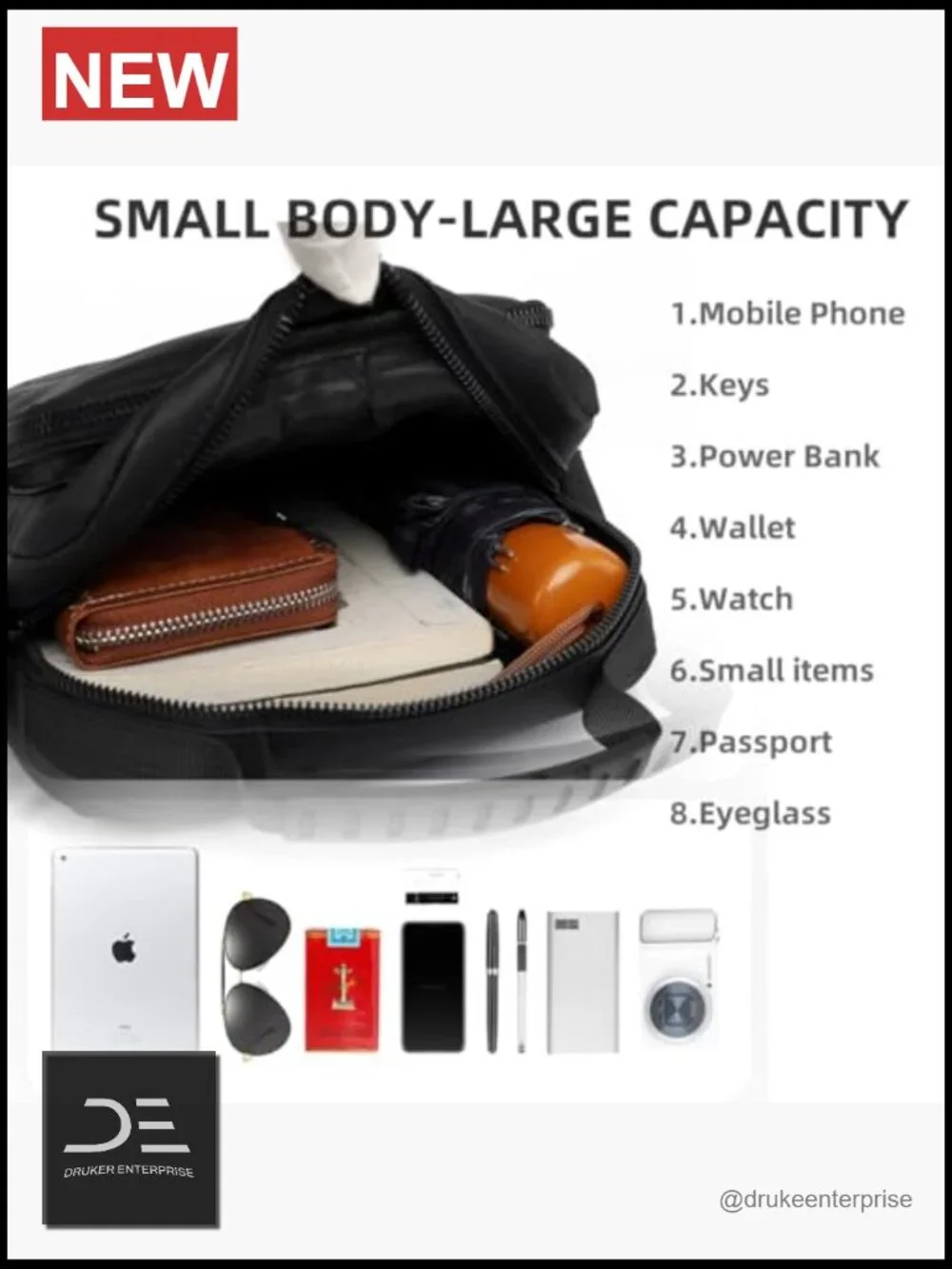 Anti-Theft Messenger Bag with Multiple Pockets, Nylon Crossbody